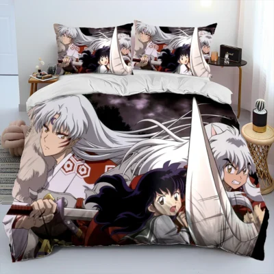 3D Inuyasha Japan Anime Cartoon Comforter Bedding Set Duvet Cover Bed Set Quilt Cover Pillowcase king 20 - Inuyasha Store