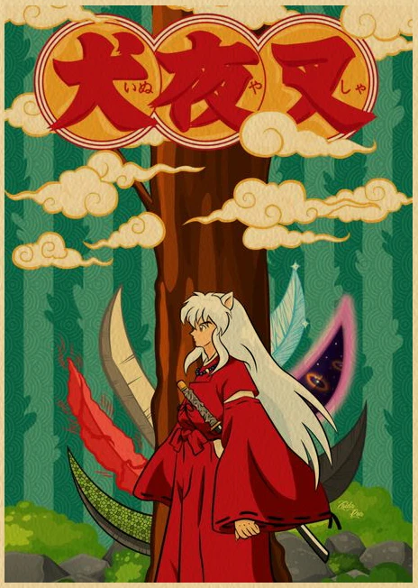 Inuyasha Poster Paintings Kraft Paper Japanese Anime Wall Art Classic Prints Vintage Home Decoration Birthday Present - Inuyasha Store