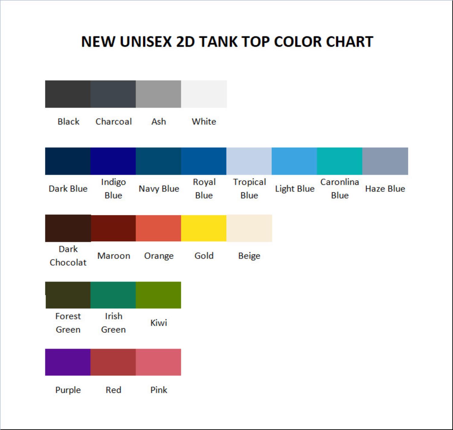 tank top color chart - Inuyasha Store