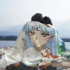 kf S1294b9a9dce4437dbd78b68b1733256dM Japanese Anime Inuyasha Knitted Blankets Sesshoumaru Wool Throw Blanket Airplane Travel Portable Soft Warm Bedspread - Inuyasha Store