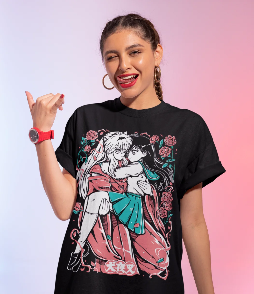 kf S5e9138a8eacf4a23aa0dfb0054b21022q Inuyasha Sesshomaru T shirt Red Moon Inu Yasha Girl Anime Manga Gifts Soft Tee - Inuyasha Store