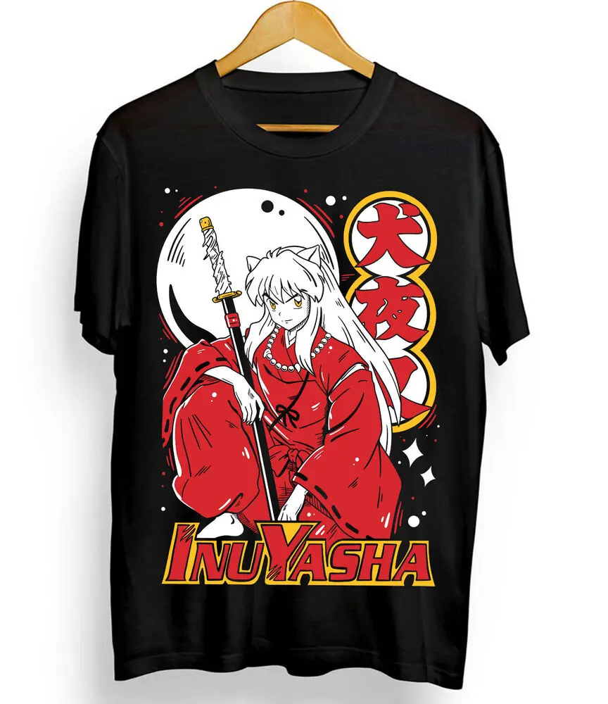 kf S6bb546fd971e441783319ea2ddf9ba88s Inuyasha Sesshomaru T shirt Red Moon Inu Yasha Anime Black Short Sleeve All Size - Inuyasha Store