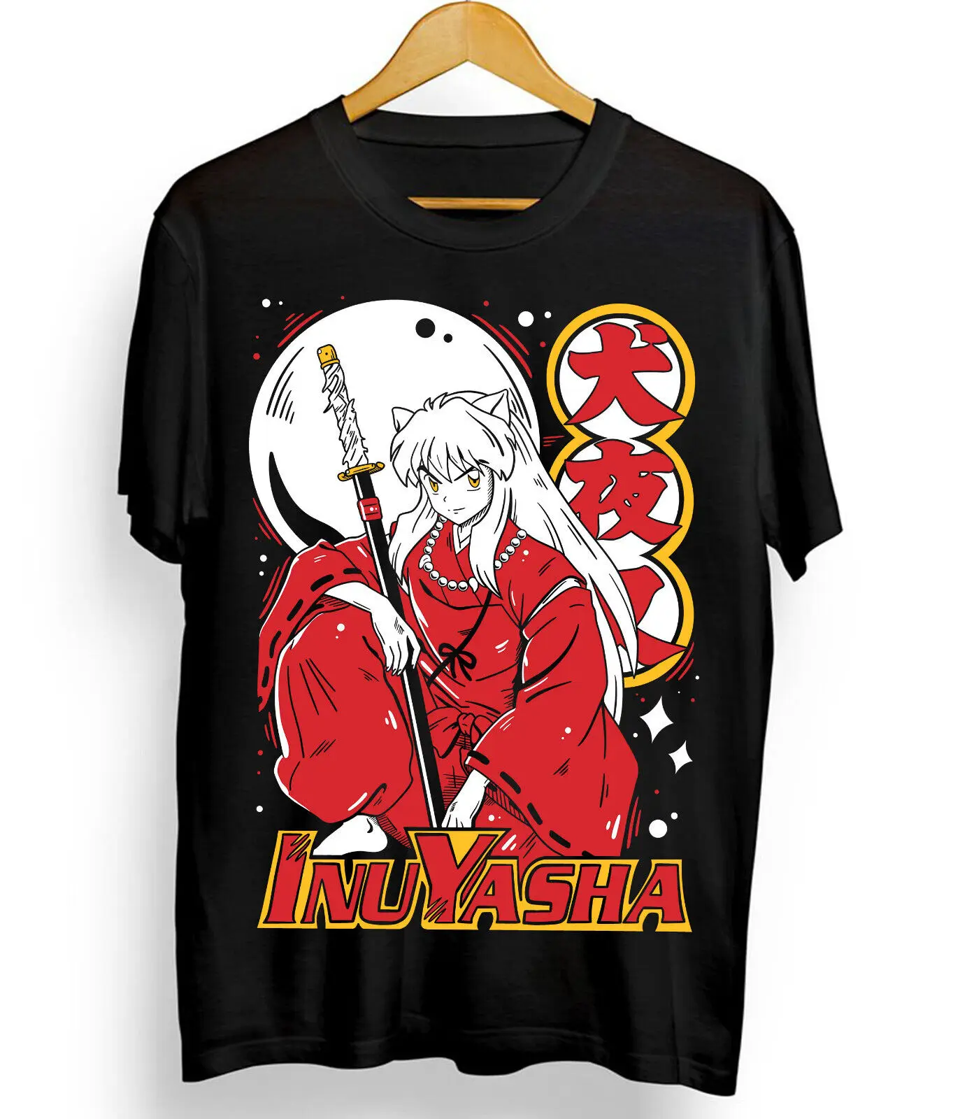 kf Sbbaaa975a54847398f331d1a44fefaf12 Inuyasha Sesshomaru T shirt Red Moon Inu Yasha Anime Black Short Sleeve All Size - Inuyasha Store