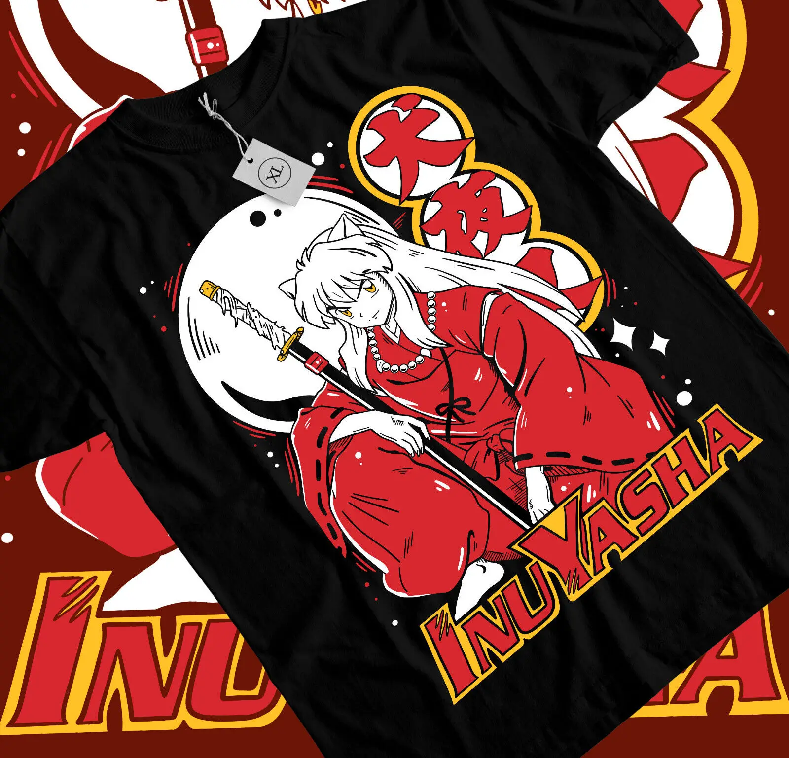 kf Sda02106eb1ac4d71b6cb6465adbb14edR Inuyasha Sesshomaru T shirt Red Moon Inu Yasha Anime Black Short Sleeve All Size - Inuyasha Store